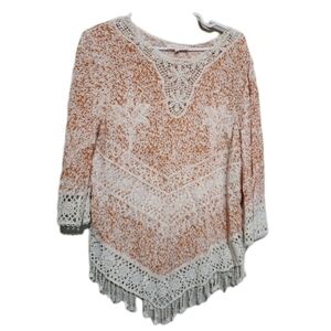 Anthropologie Boho Crochet Blouse Top